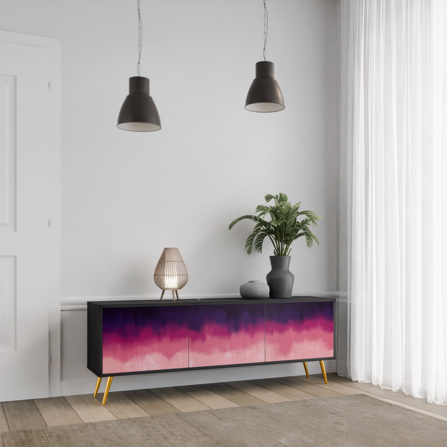 AURORA BOREALIS Mobile TV a 3 Ante in Finitura Nera