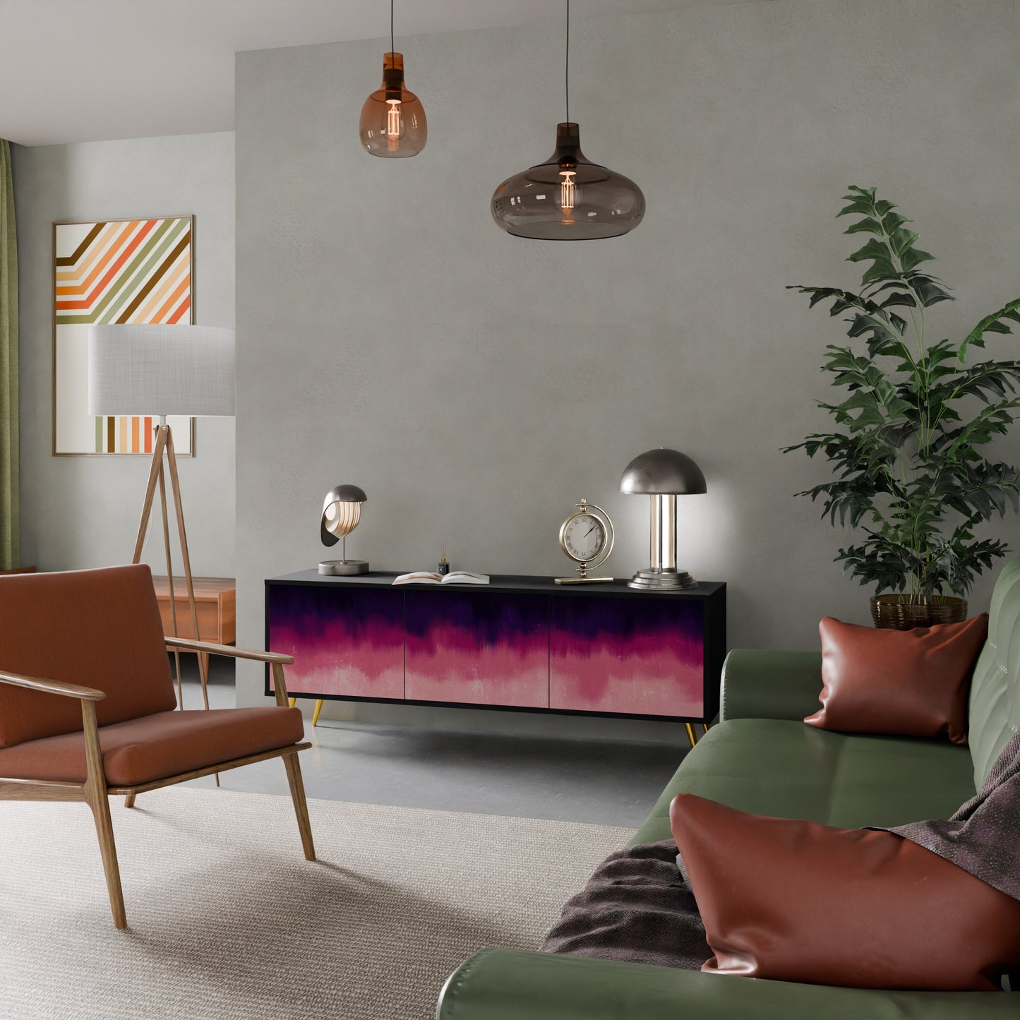 AURORA BOREALIS Mobile TV a 3 Ante in Finitura Nera