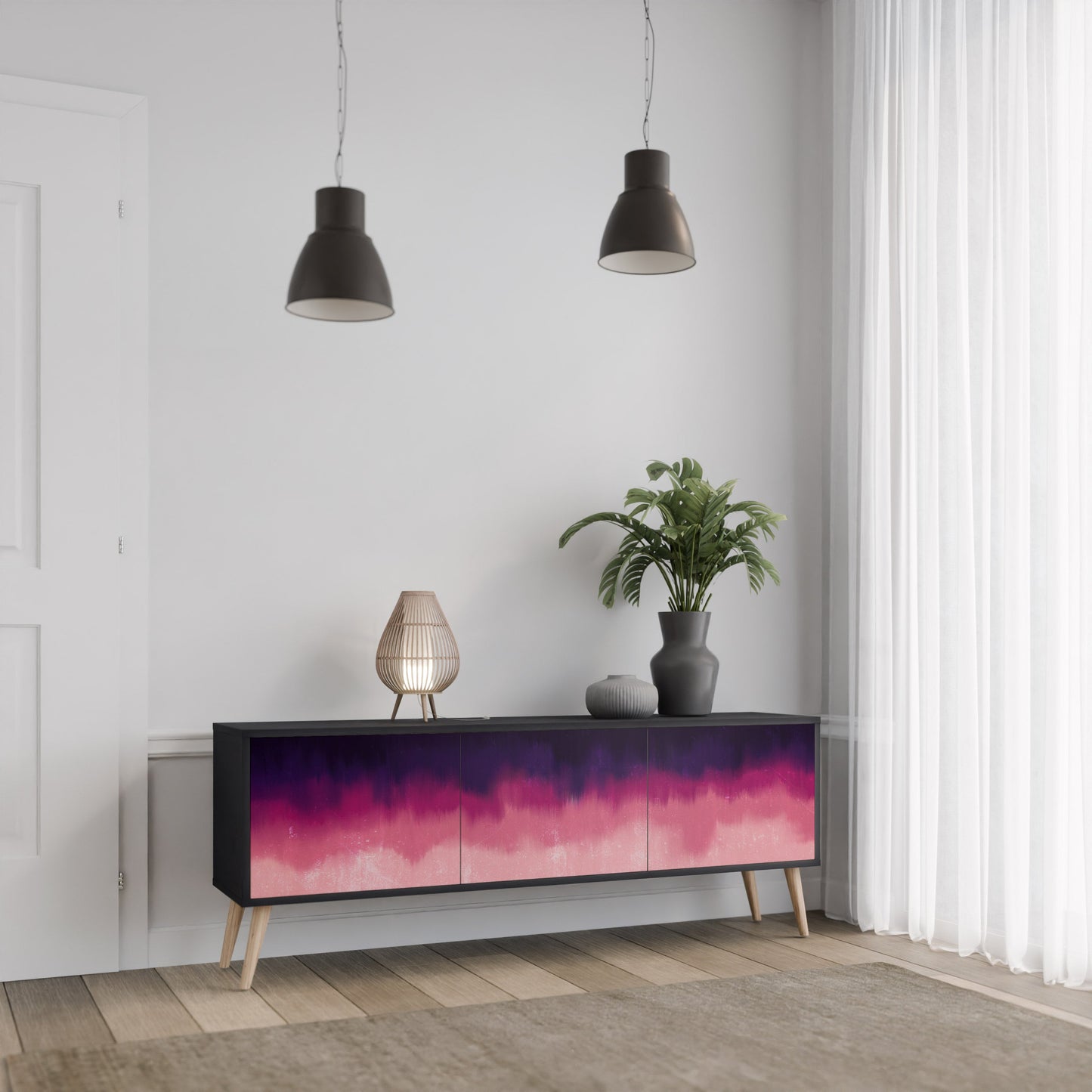 AURORA BOREALIS Mobile TV a 3 Ante in Finitura Nera