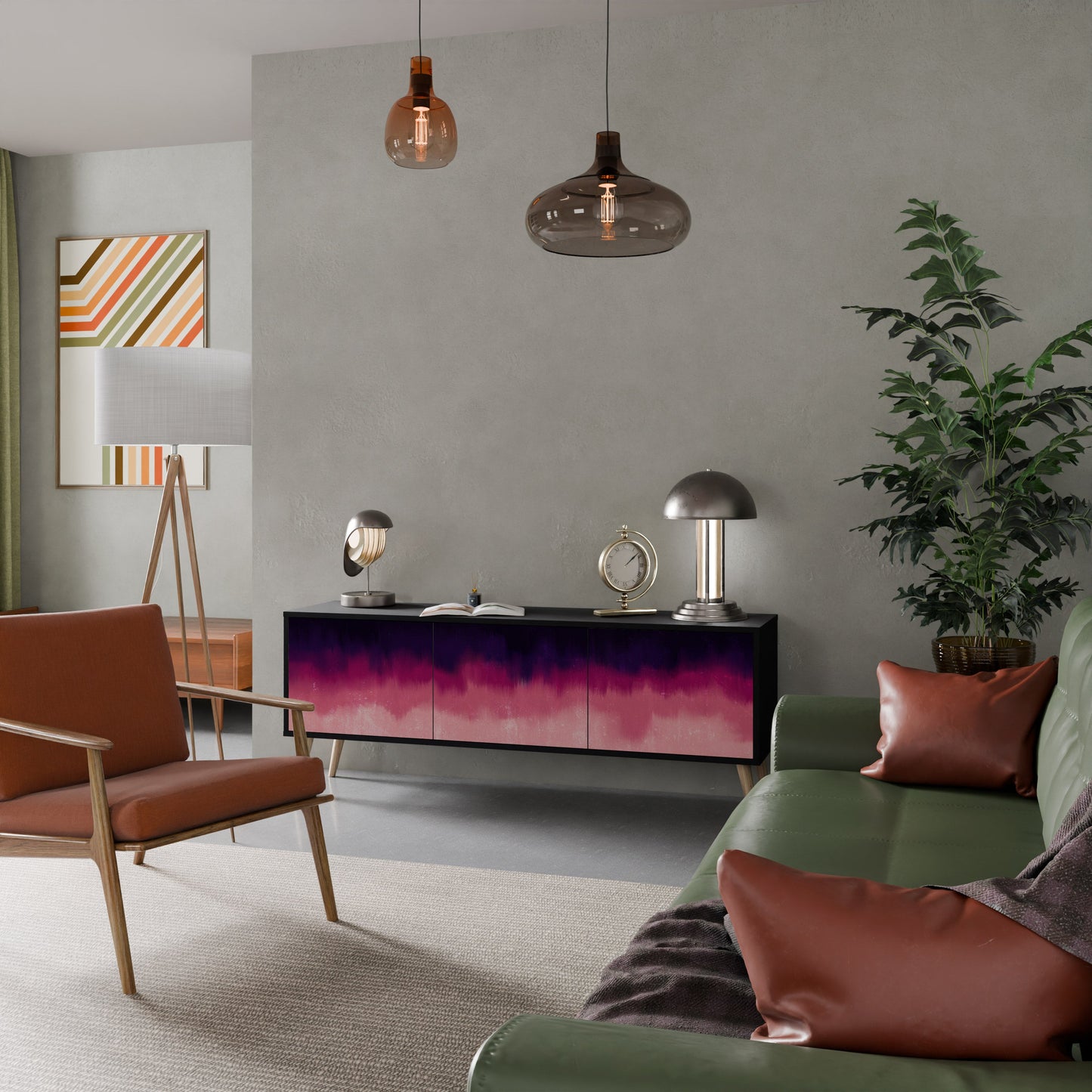 AURORA BOREALIS Mobile TV a 3 Ante in Finitura Nera