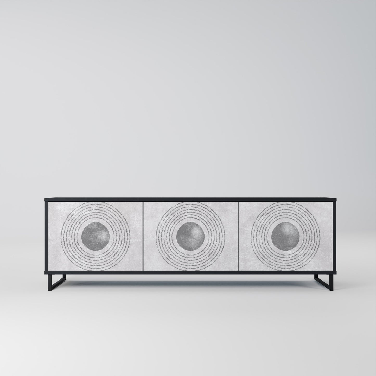 SOLID CIRCLES Mobile TV a 3 Ante in Finitura Nera