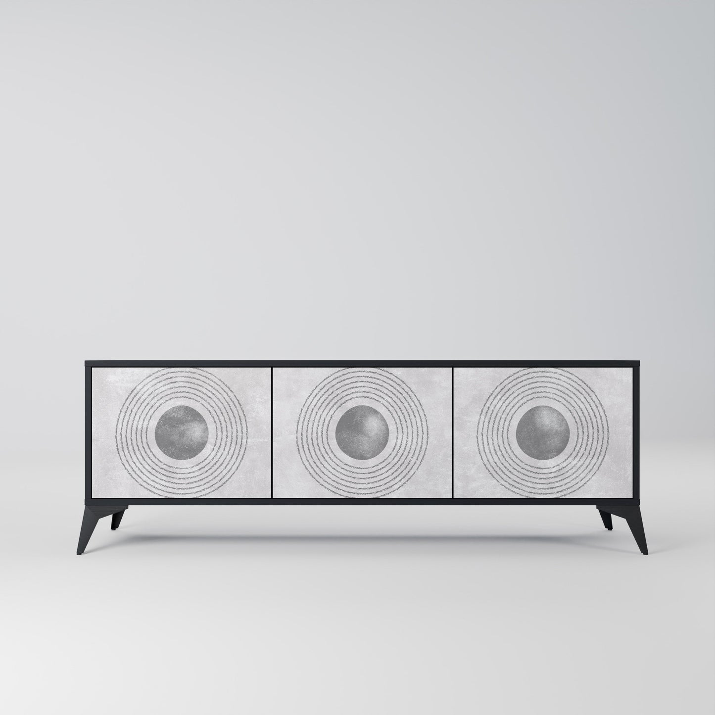 SOLID CIRCLES Mobile TV a 3 Ante in Finitura Nera