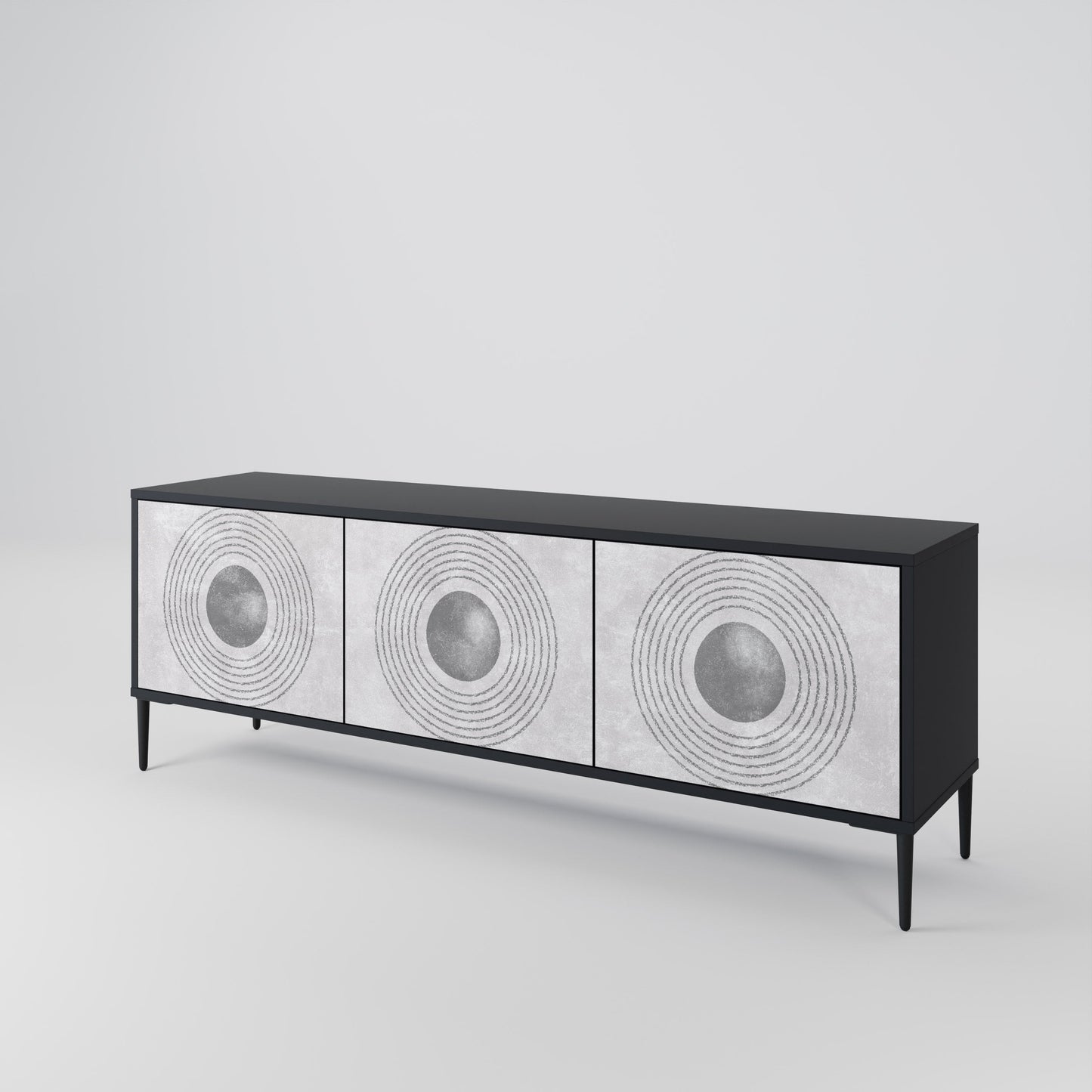 SOLID CIRCLES Mobile TV a 3 Ante in Finitura Nera