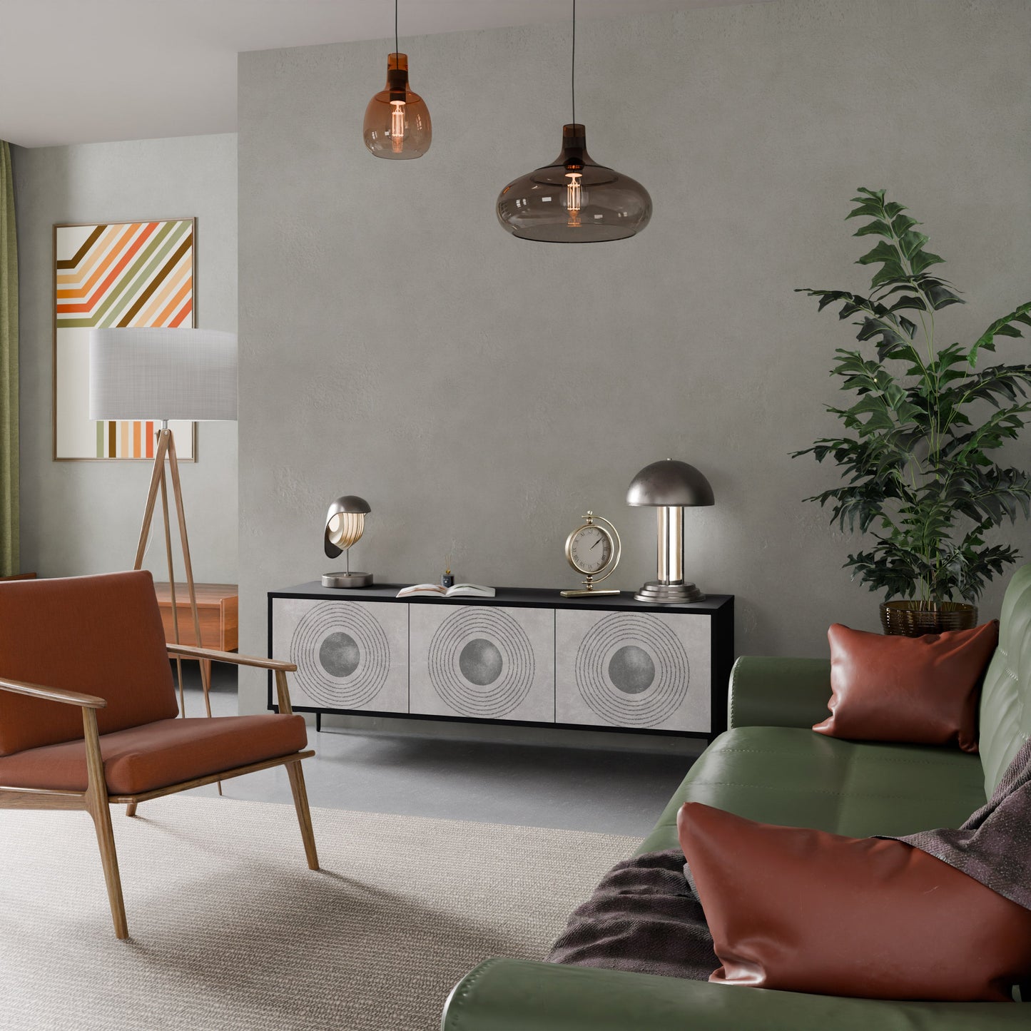 SOLID CIRCLES Mobile TV a 3 Ante in Finitura Nera