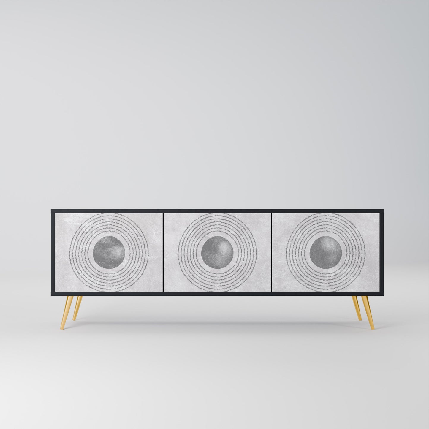 SOLID CIRCLES Mobile TV a 3 Ante in Finitura Nera