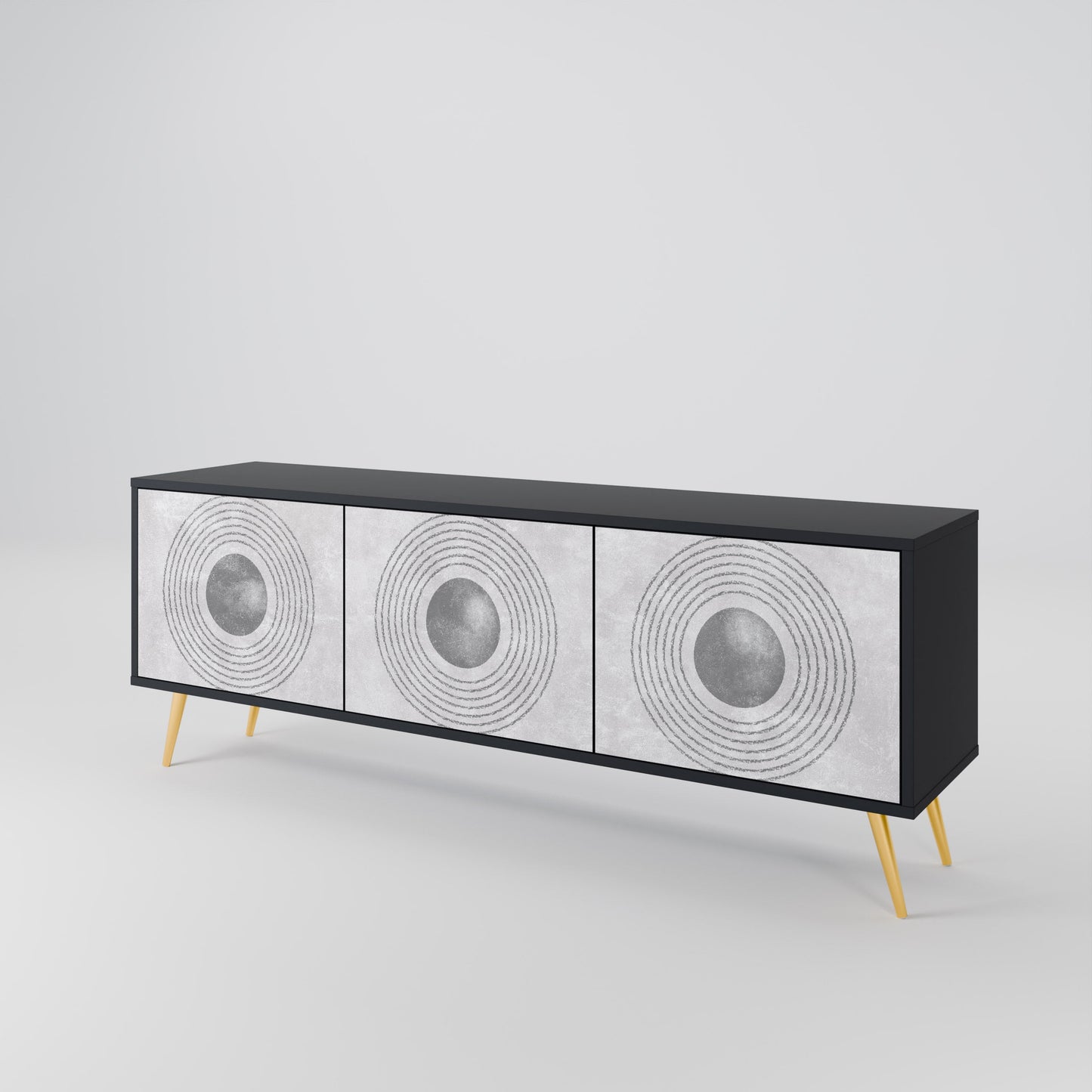 SOLID CIRCLES Mobile TV a 3 Ante in Finitura Nera