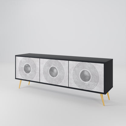 SOLID CIRCLES Mobile TV a 3 Ante in Finitura Nera