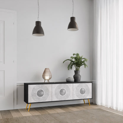 SOLID CIRCLES Mobile TV a 3 Ante in Finitura Nera