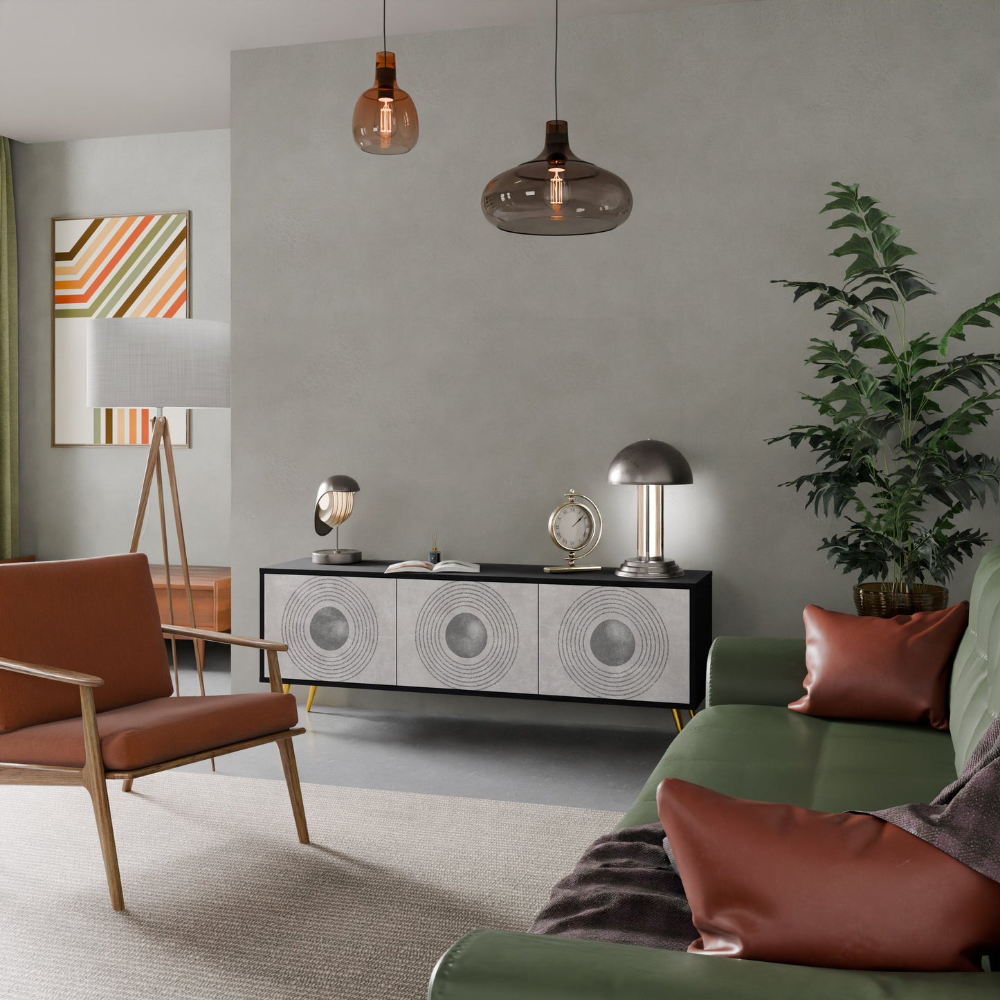 SOLID CIRCLES Mobile TV a 3 Ante in Finitura Nera