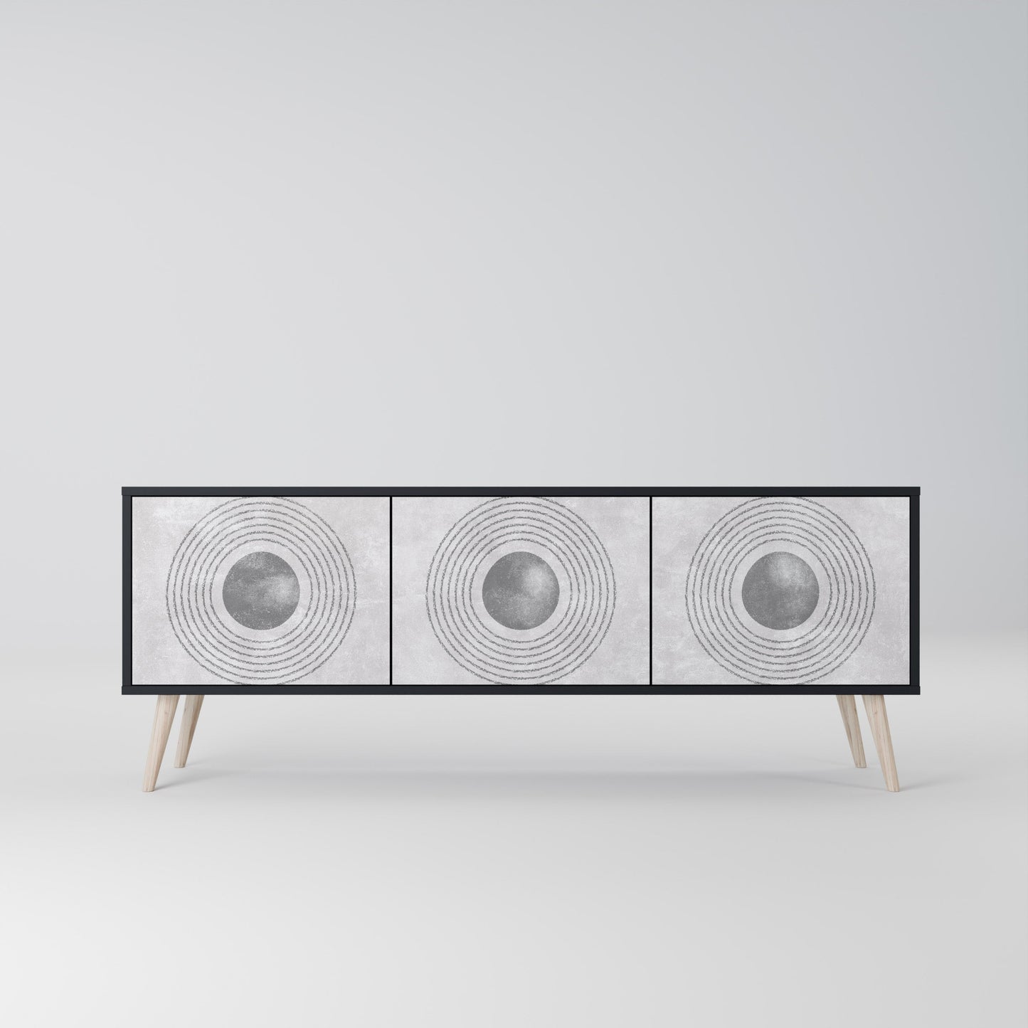 SOLID CIRCLES Mobile TV a 3 Ante in Finitura Nera