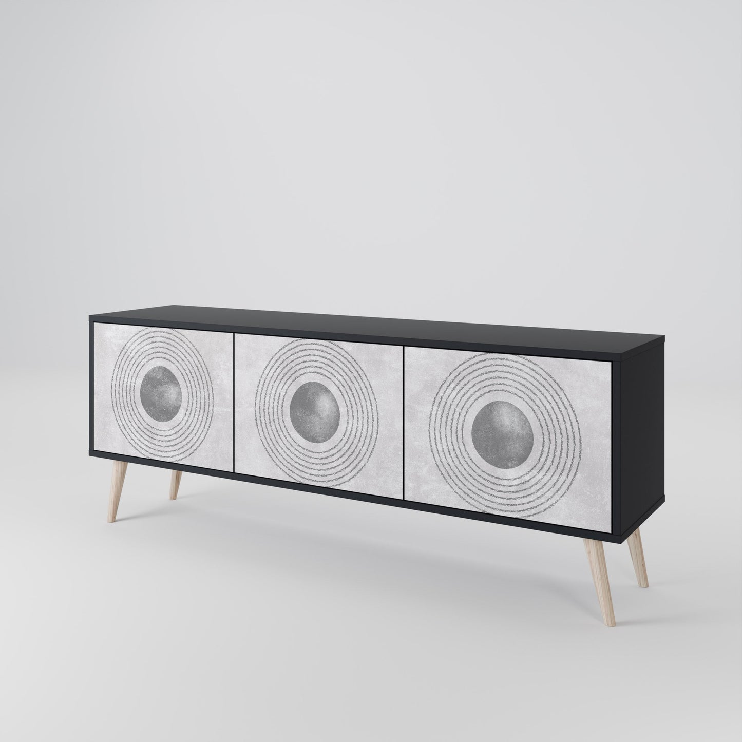 SOLID CIRCLES Mobile TV a 3 Ante in Finitura Nera