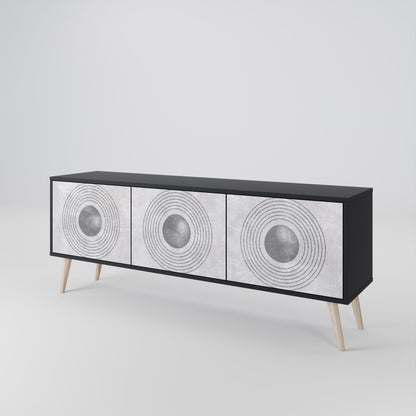 SOLID CIRCLES Mobile TV a 3 Ante in Finitura Nera