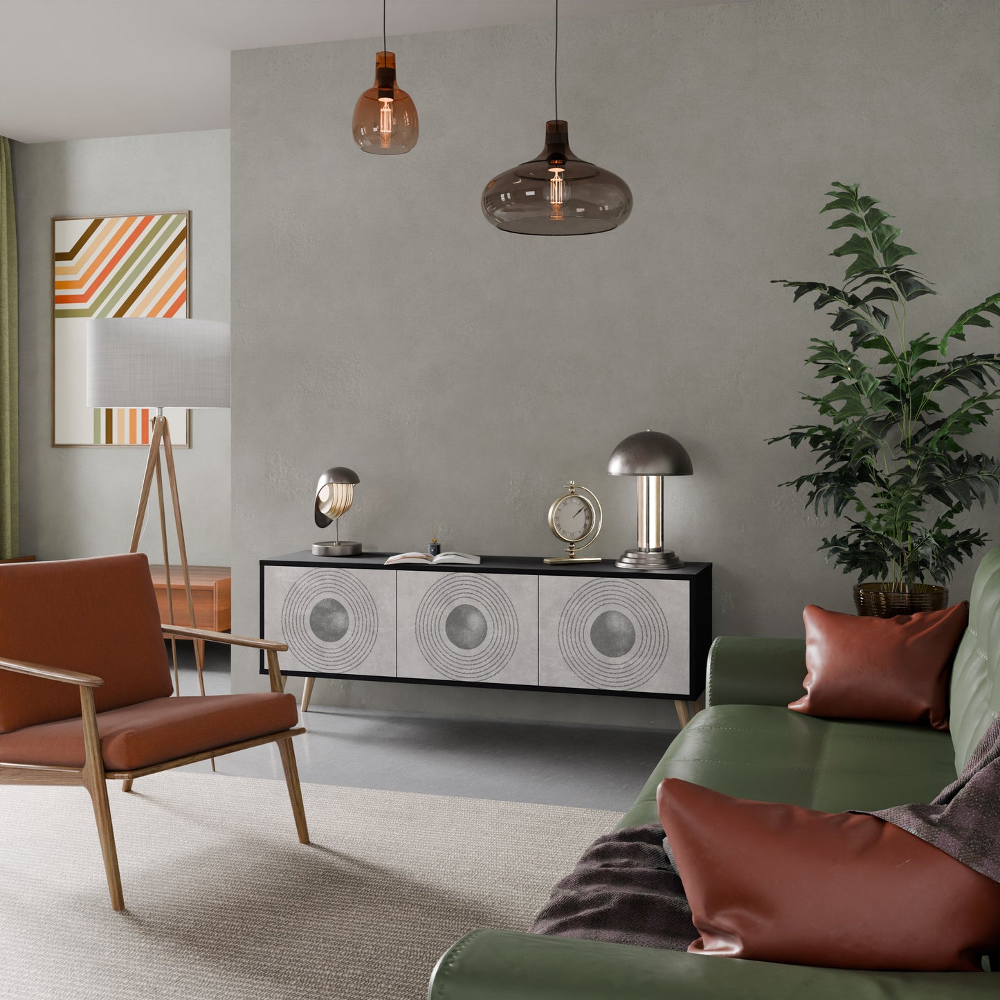 SOLID CIRCLES Mobile TV a 3 Ante in Finitura Nera