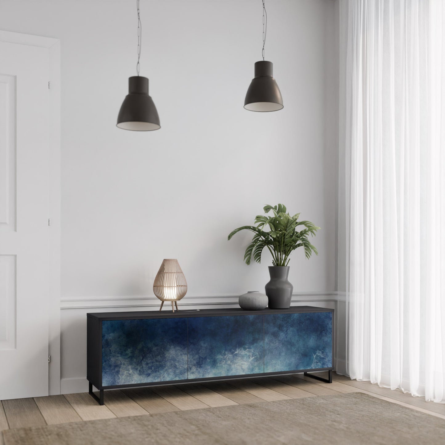 CELESTIAL FALL Mobile TV a 3 Ante in Finitura Nera