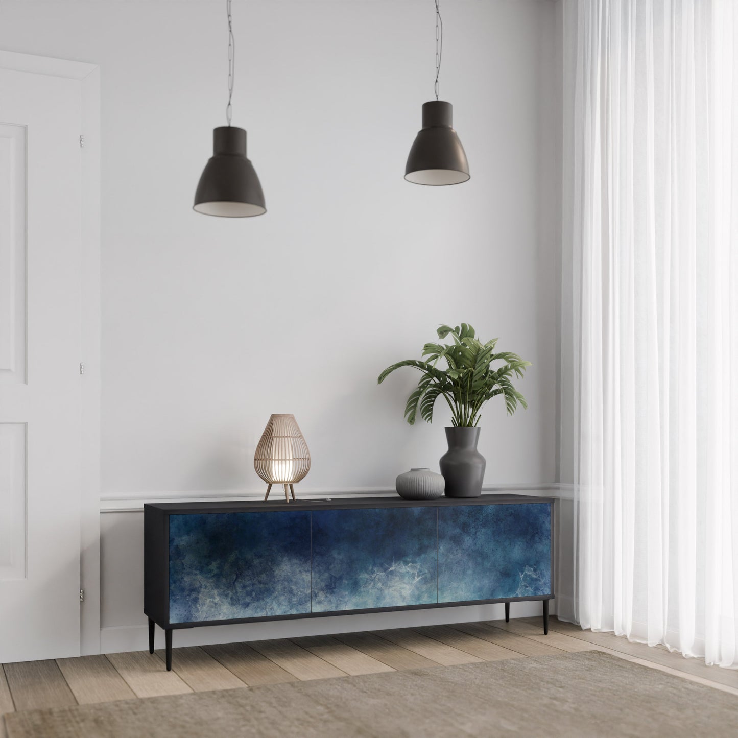 CELESTIAL FALL Mobile TV a 3 Ante in Finitura Nera