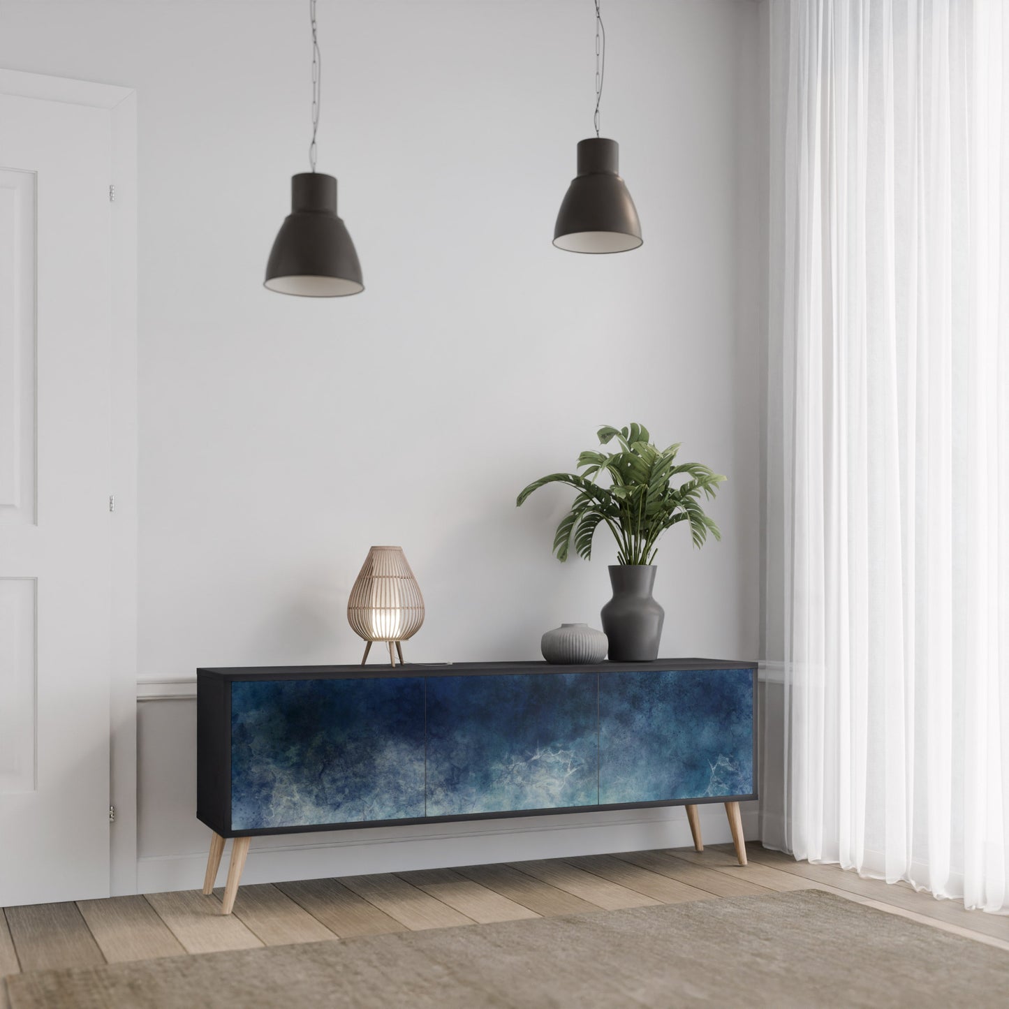 CELESTIAL FALL Mobile TV a 3 Ante in Finitura Nera