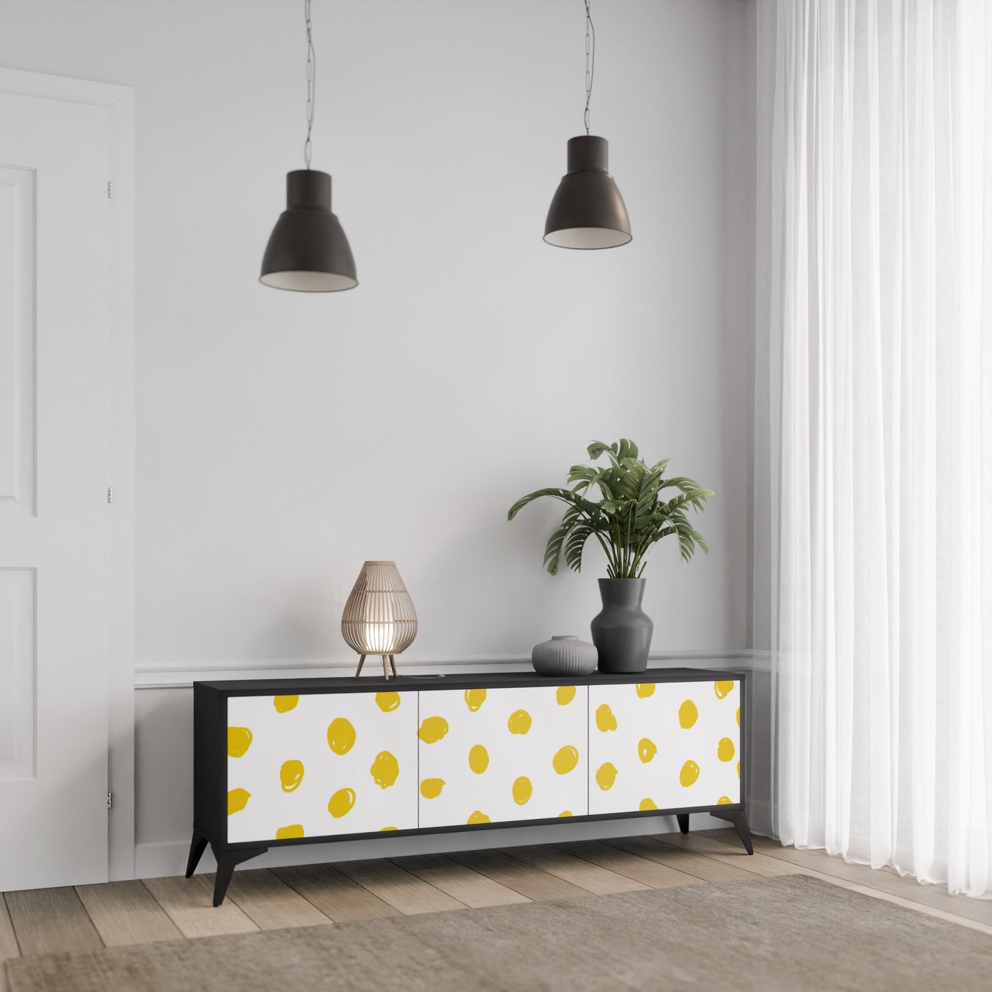 RADIANT REVERIE Mobile TV a 3 Ante in Finitura Nera