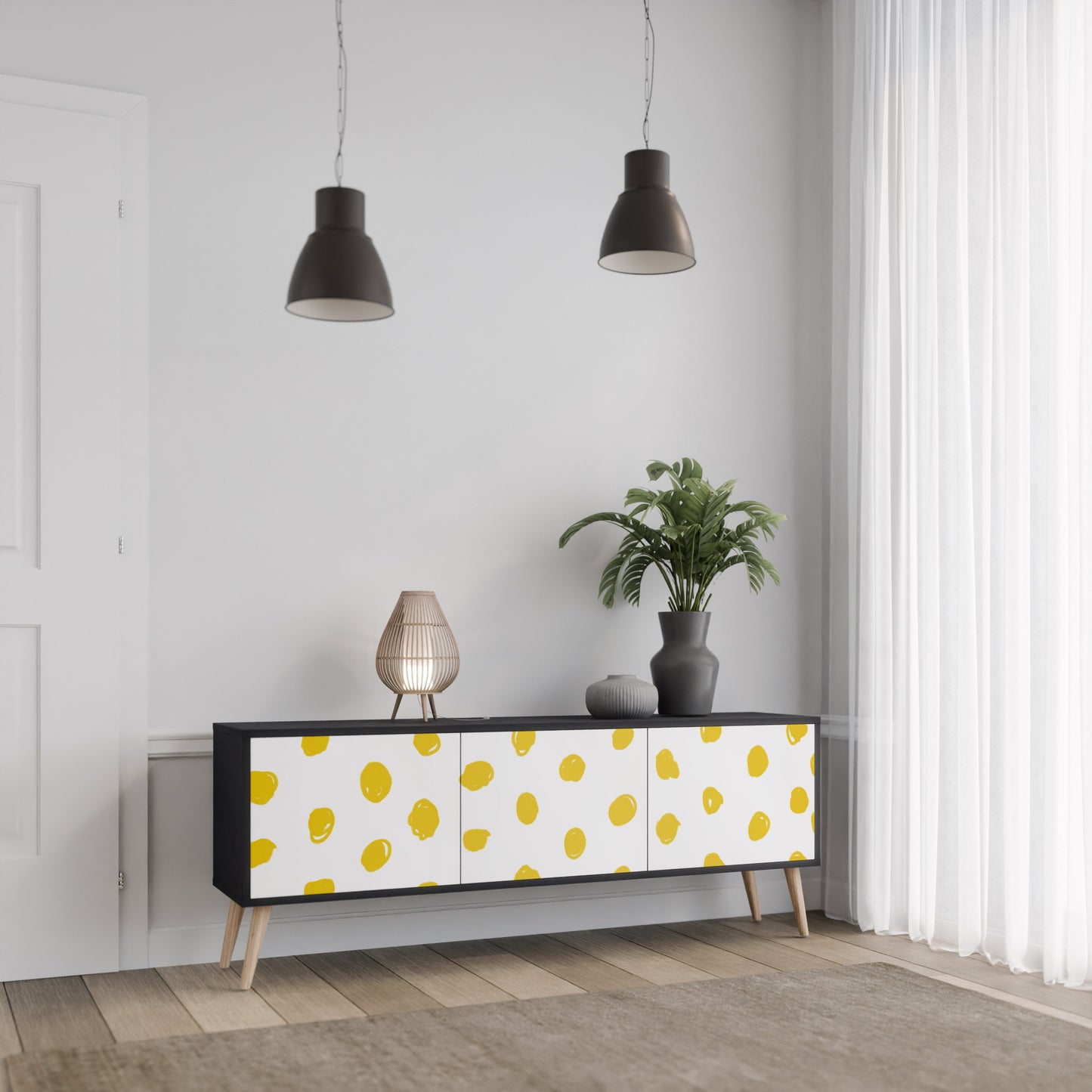 RADIANT REVERIE Mobile TV a 3 Ante in Finitura Nera