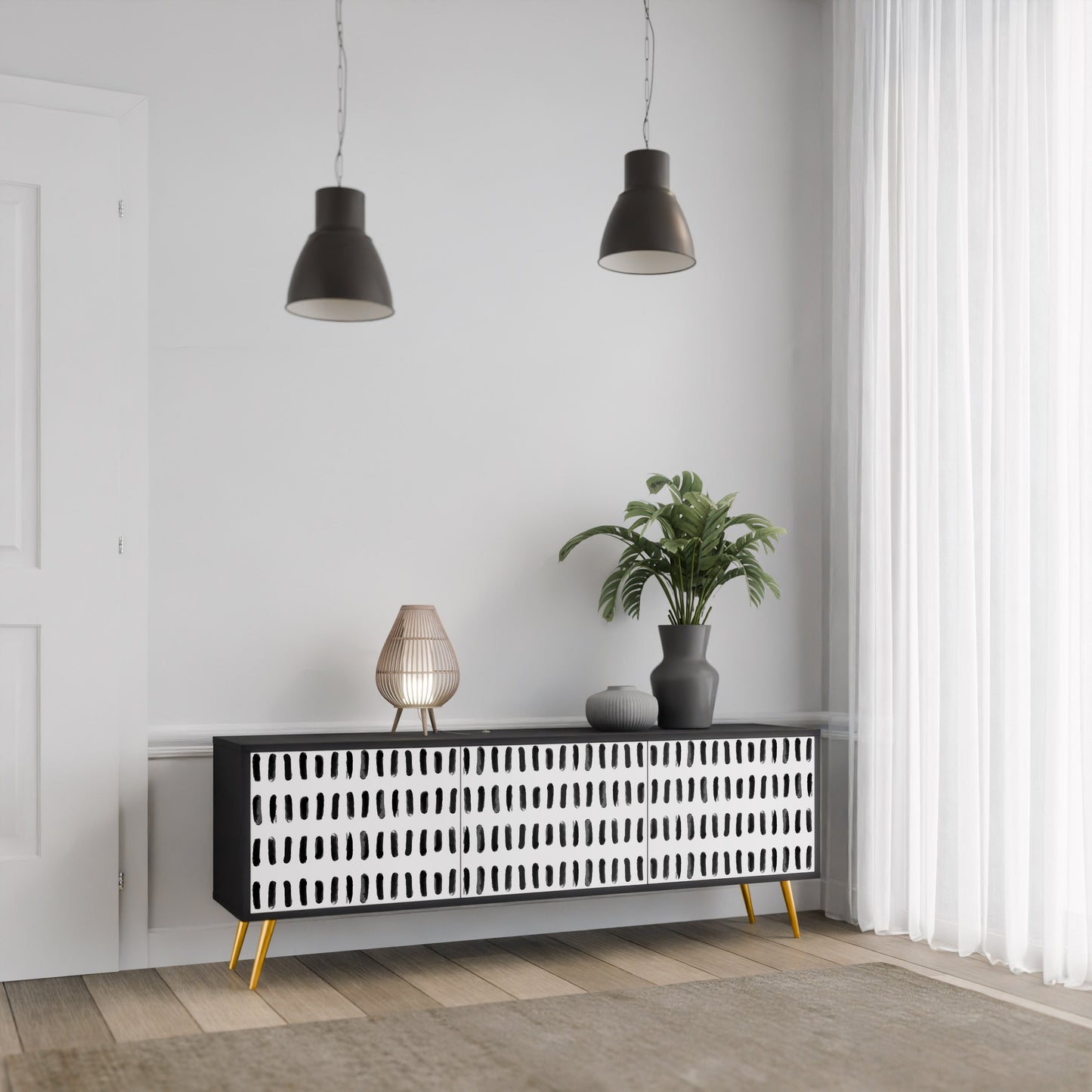 NIGHTY MELODIES Mobile TV a 3 Ante in Finitura Nera