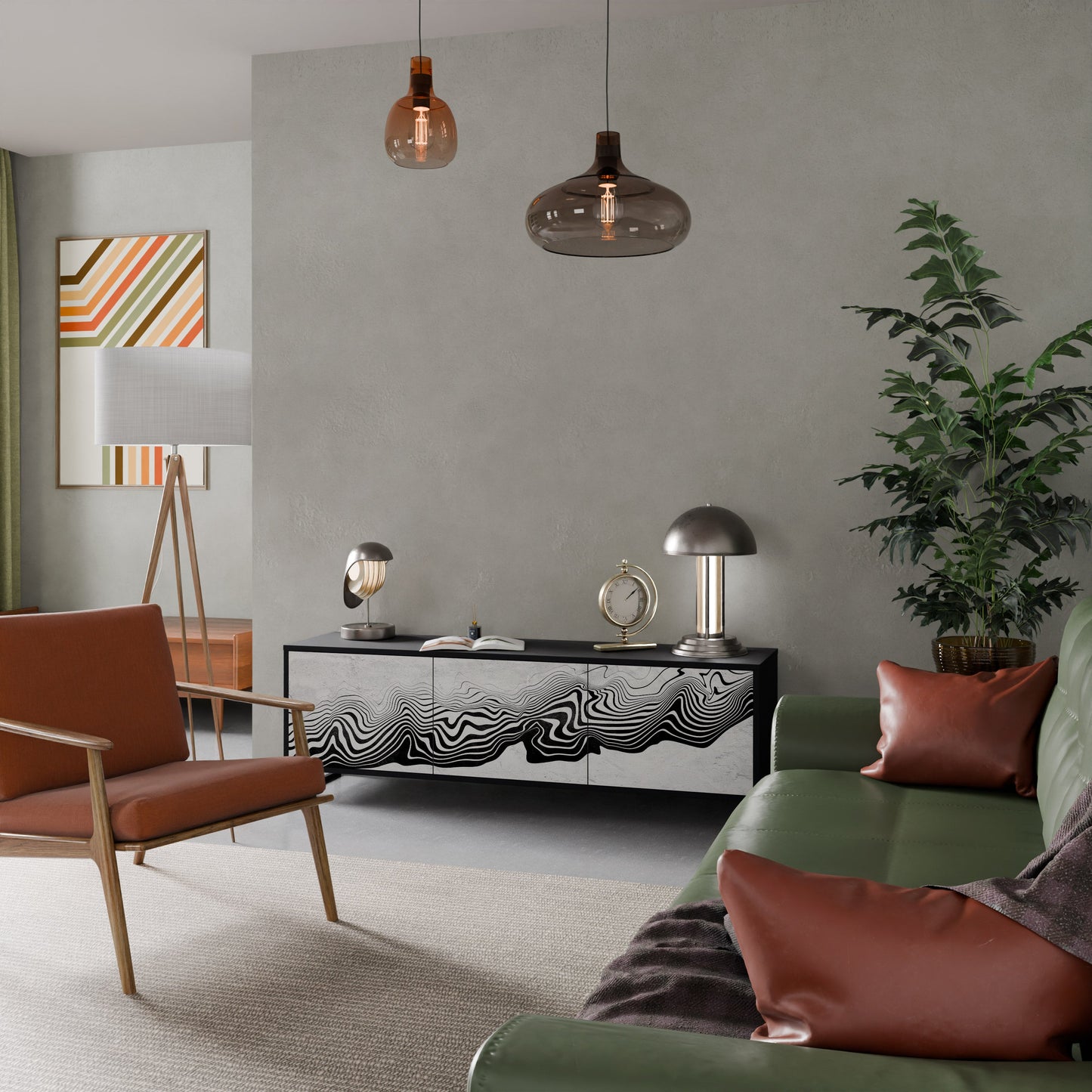 MONOCHROME MIRAGE Mobile TV a 3 Ante in Finitura Nera