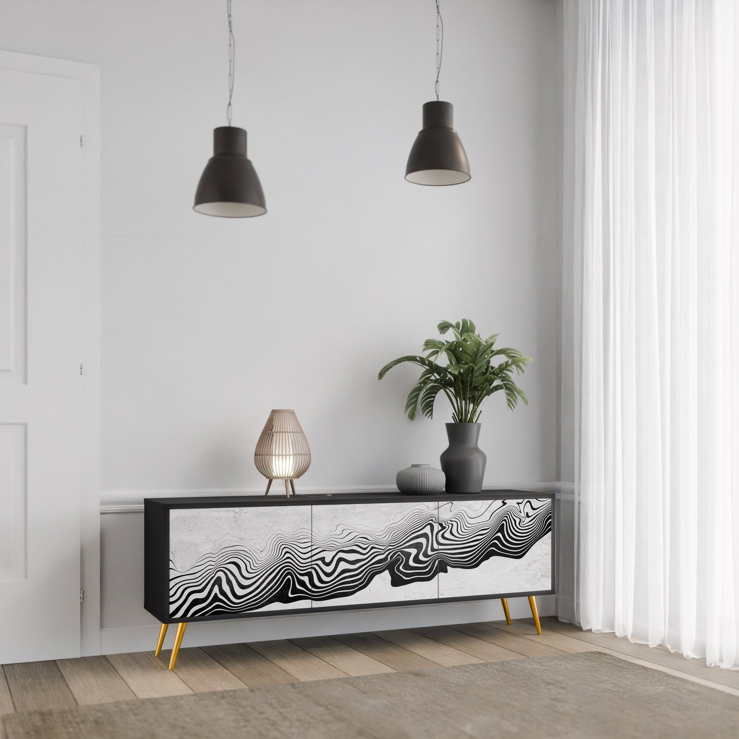 MONOCHROME MIRAGE Mobile TV a 3 Ante in Finitura Nera