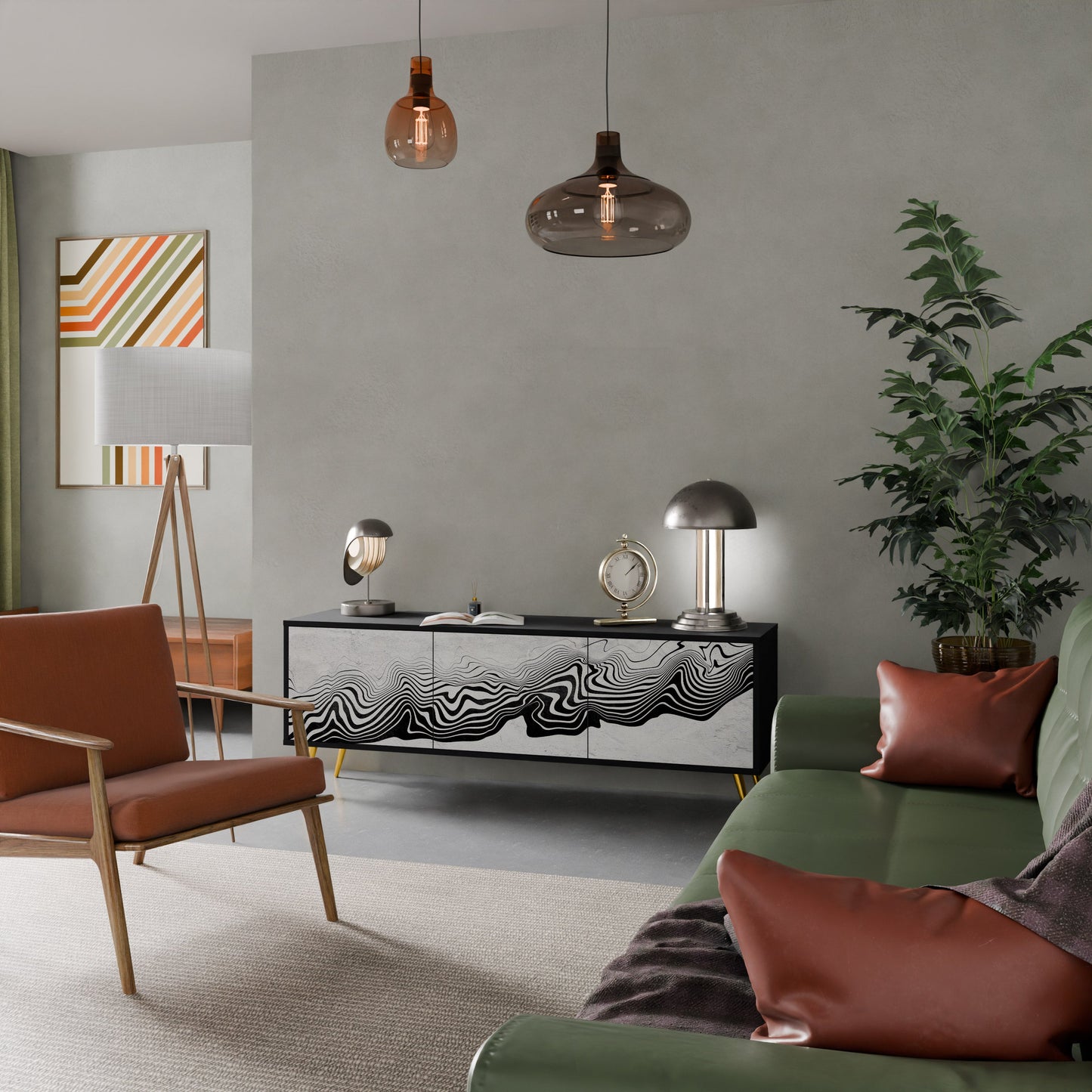 MONOCHROME MIRAGE Mobile TV a 3 Ante in Finitura Nera