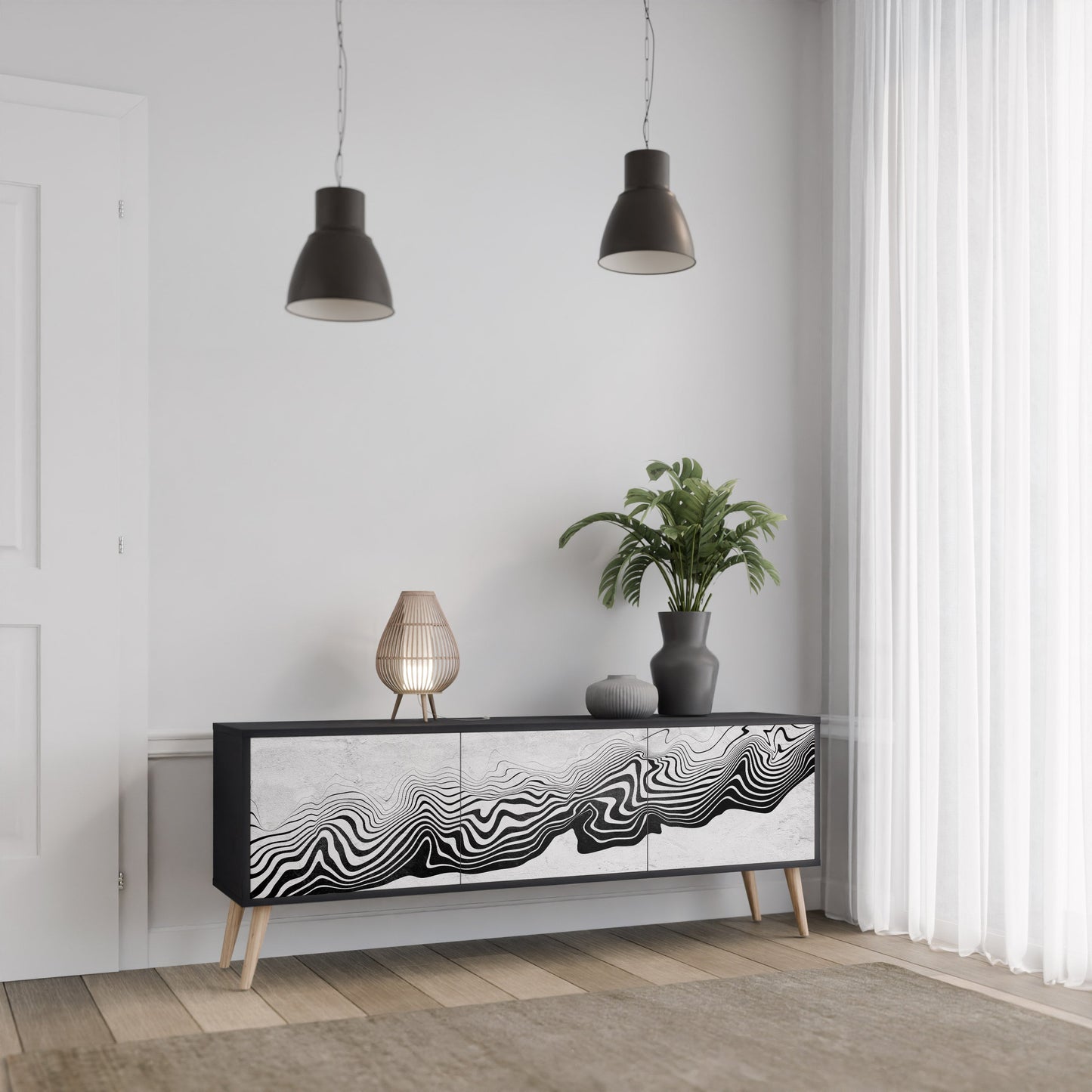 MONOCHROME MIRAGE Mobile TV a 3 Ante in Finitura Nera