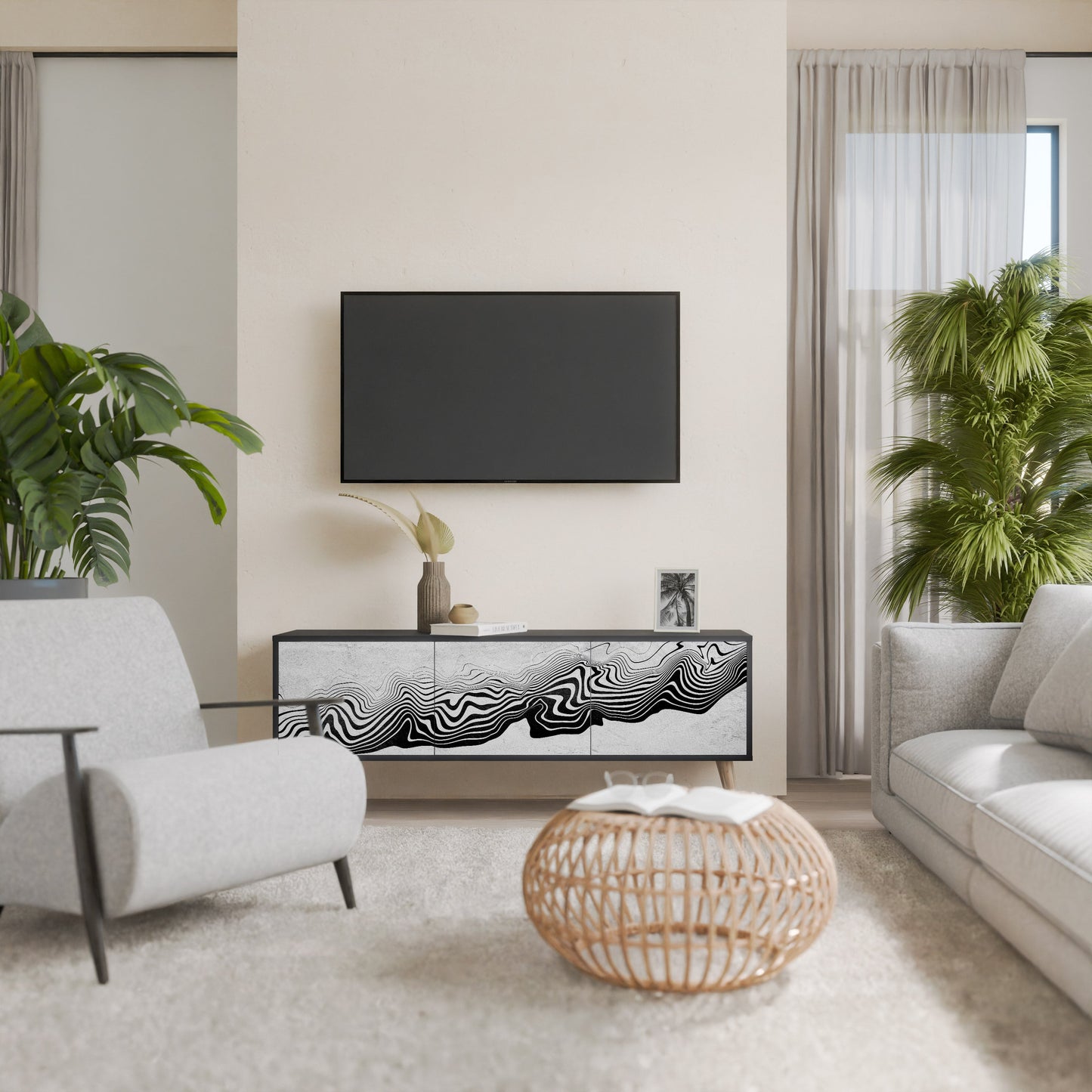 MONOCHROME MIRAGE Mobile TV a 3 Ante in Finitura Nera