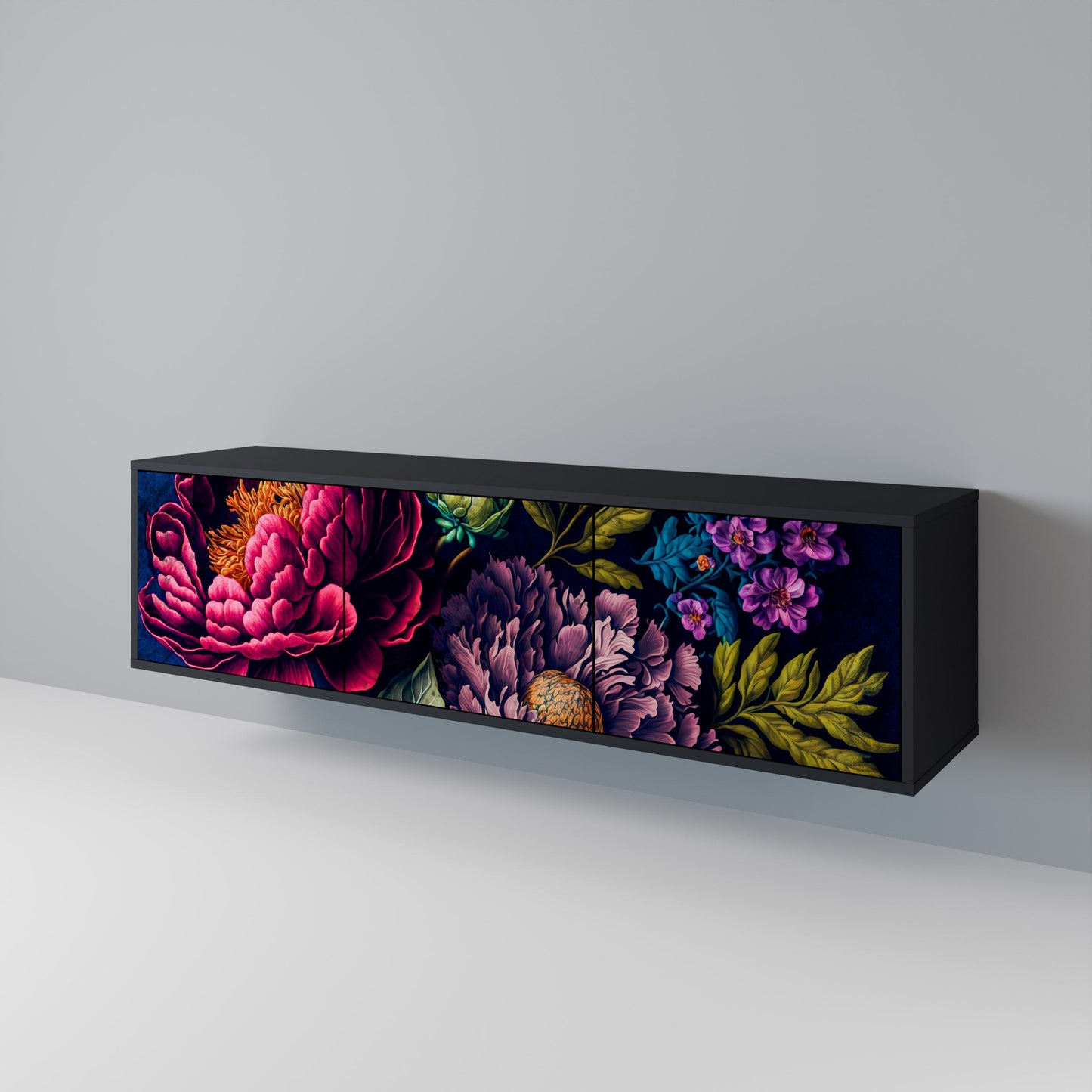 BLOOMING ELEGANCE Mobile TV a 3 Ante in Finitura Nera