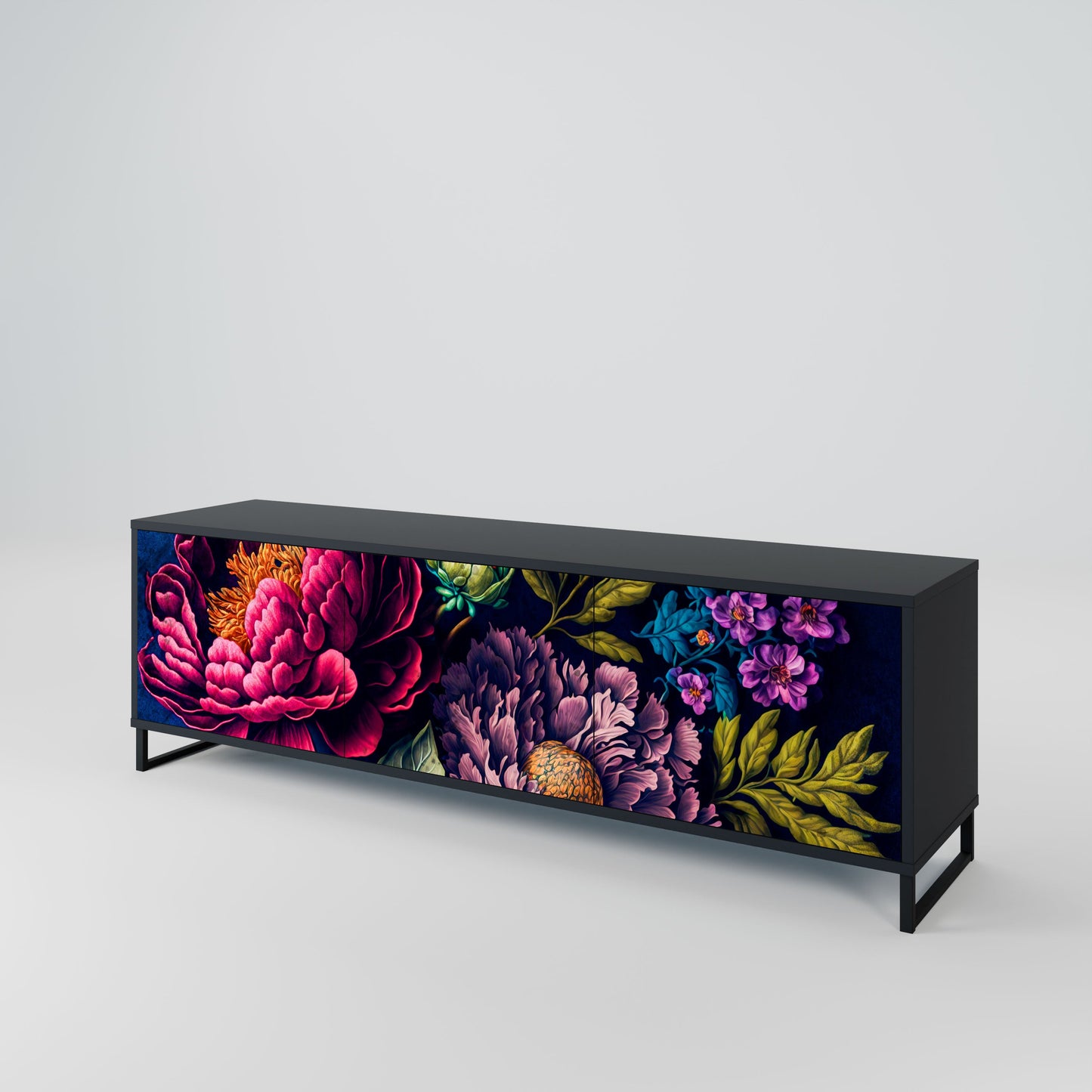 BLOOMING ELEGANCE Mobile TV a 3 Ante in Finitura Nera
