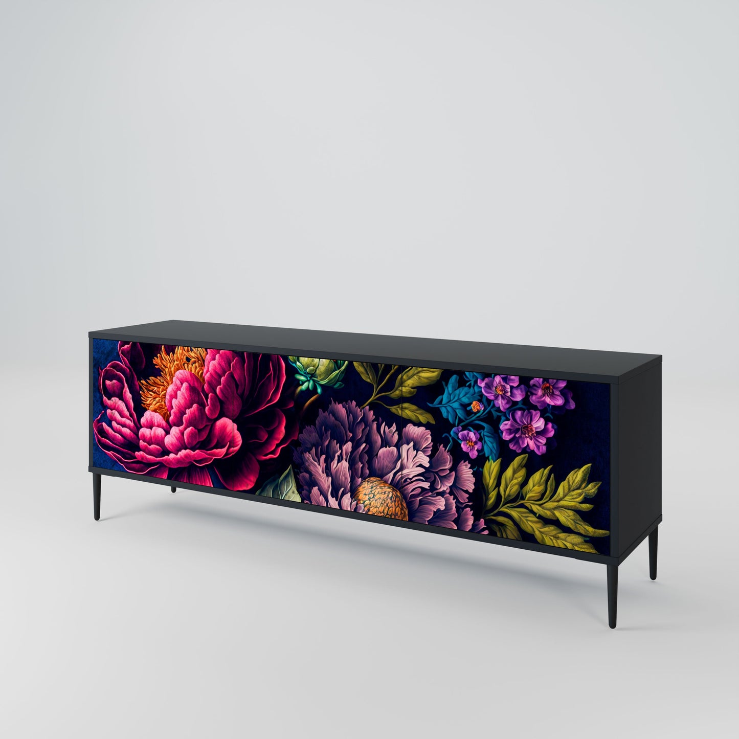 BLOOMING ELEGANCE Mobile TV a 3 Ante in Finitura Nera