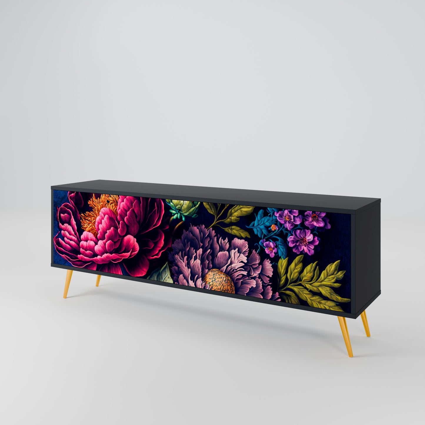 BLOOMING ELEGANCE Mobile TV a 3 Ante in Finitura Nera