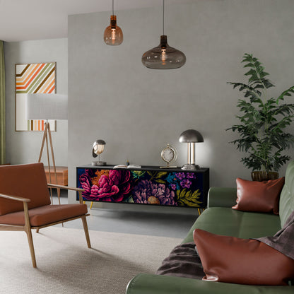 BLOOMING ELEGANCE Mobile TV a 3 Ante in Finitura Nera