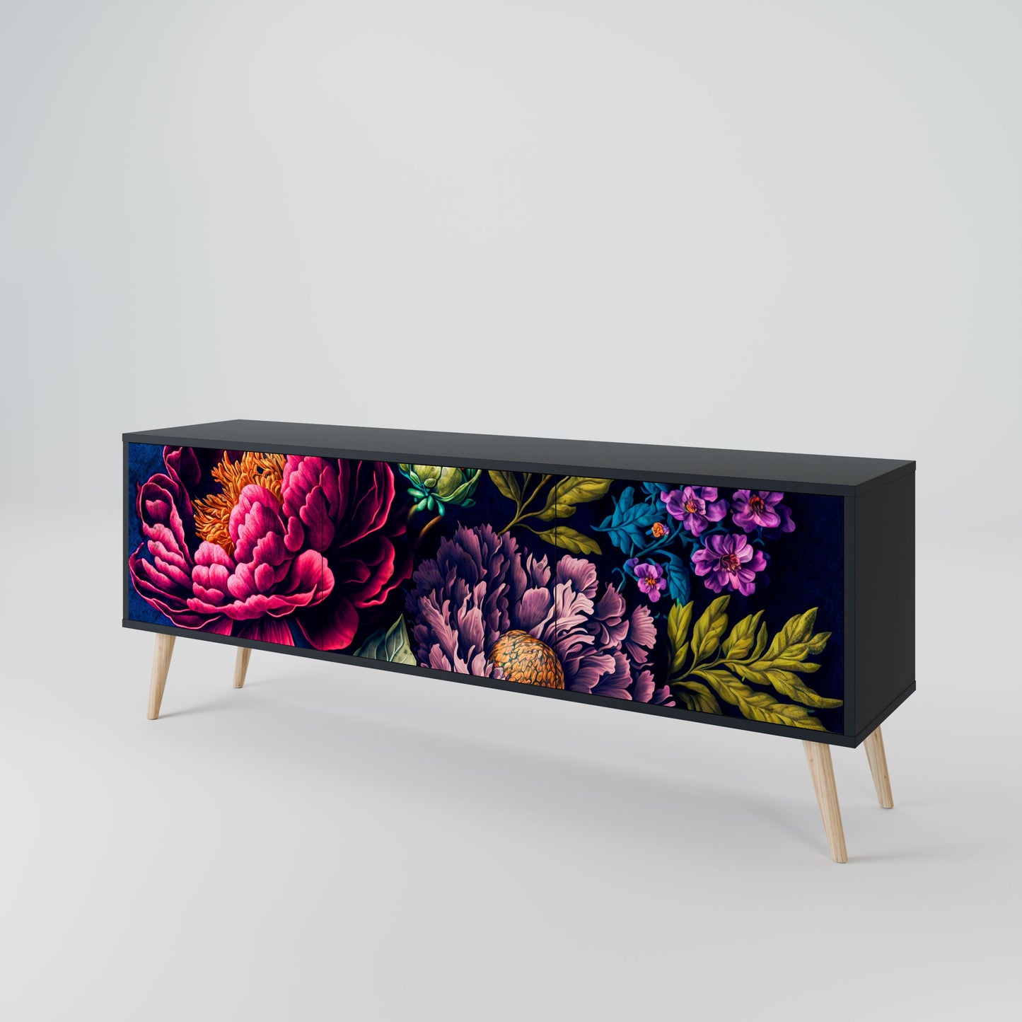 BLOOMING ELEGANCE Mobile TV a 3 Ante in Finitura Nera