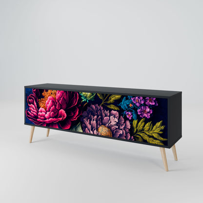 BLOOMING ELEGANCE Mobile TV a 3 Ante in Finitura Nera