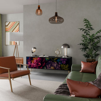 BLOOMING ELEGANCE Mobile TV a 3 Ante in Finitura Nera