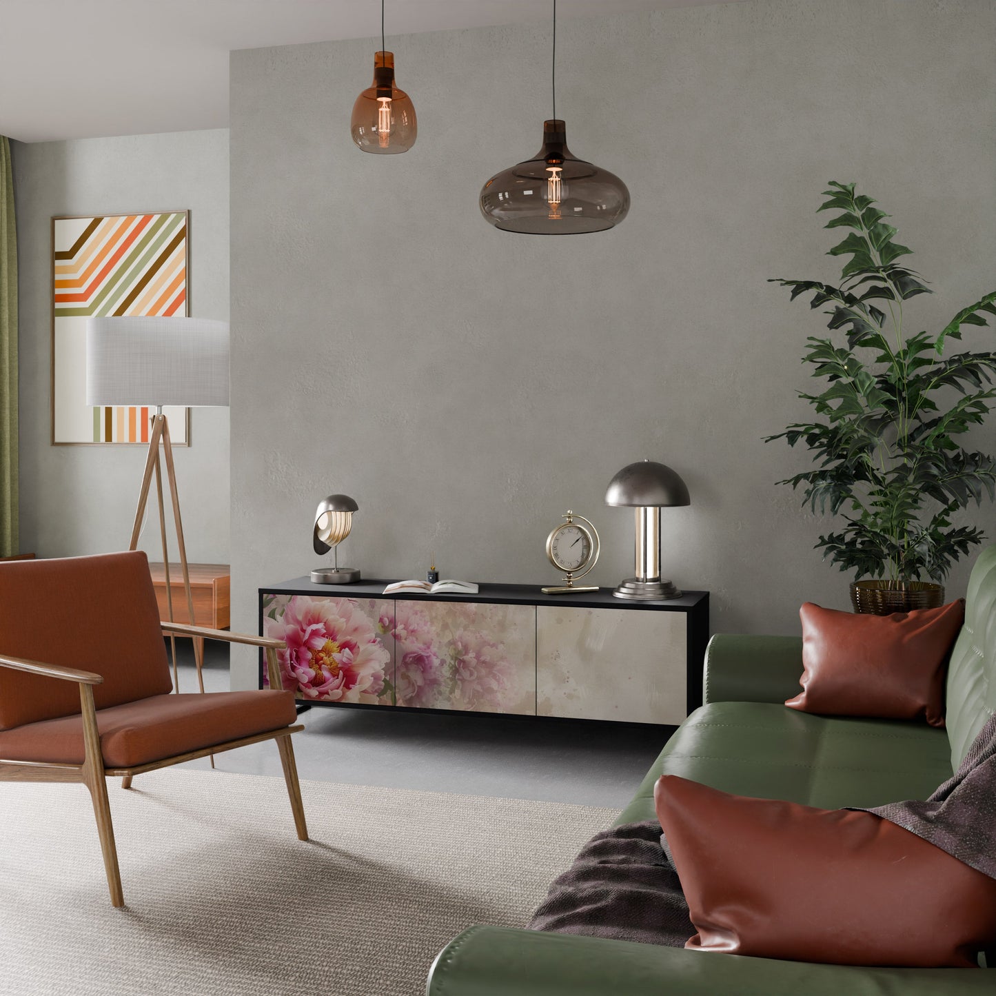 PEONY WHISPER Mobile TV a 3 Ante in Finitura Nera