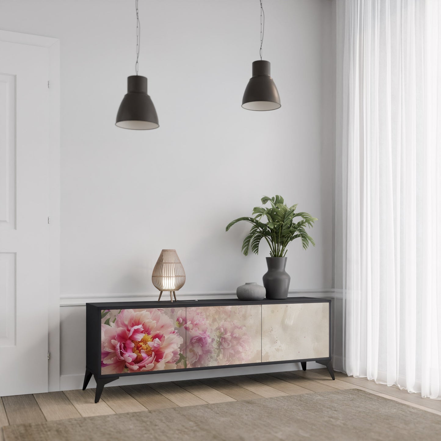 PEONY WHISPER Mobile TV a 3 Ante in Finitura Nera