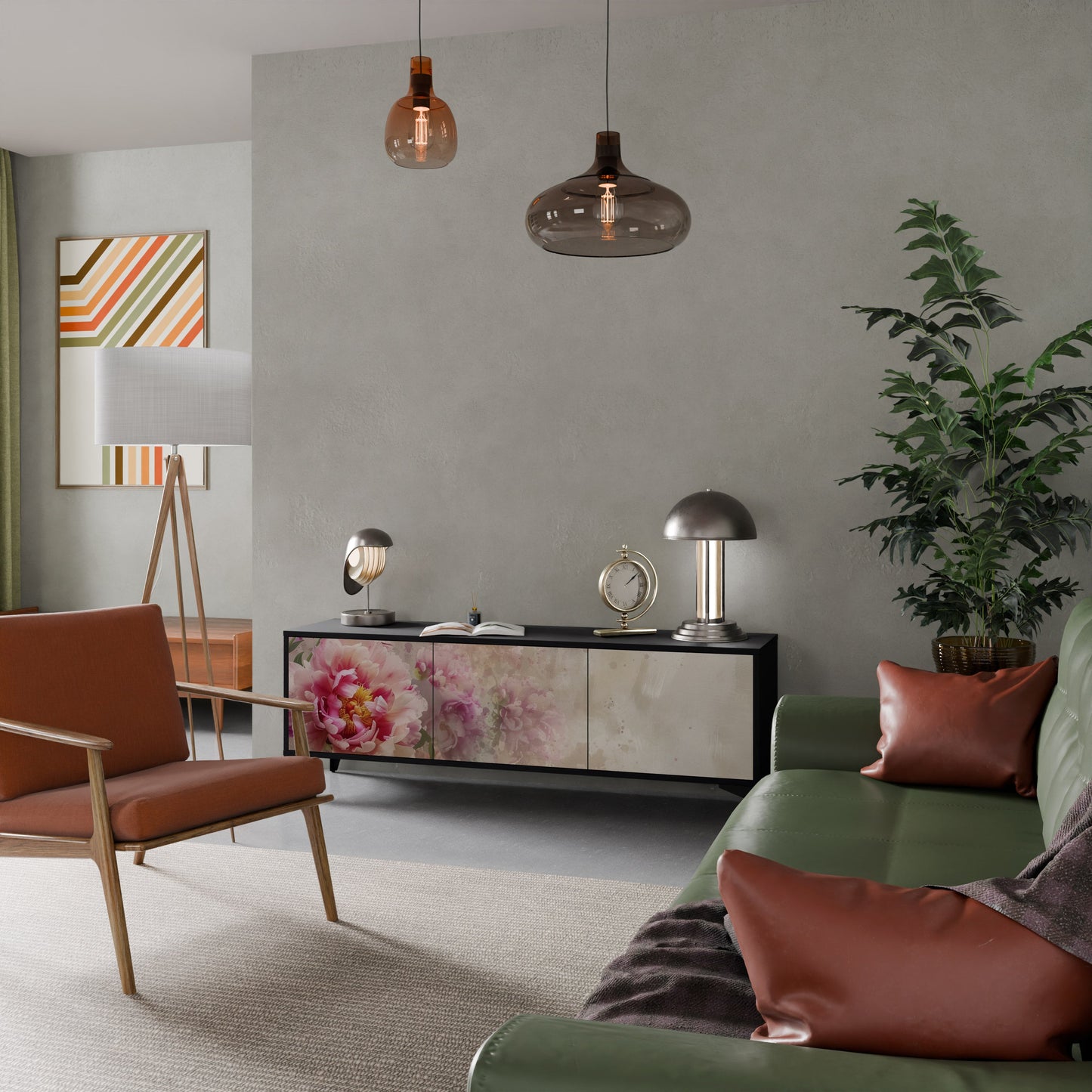 PEONY WHISPER Mobile TV a 3 Ante in Finitura Nera