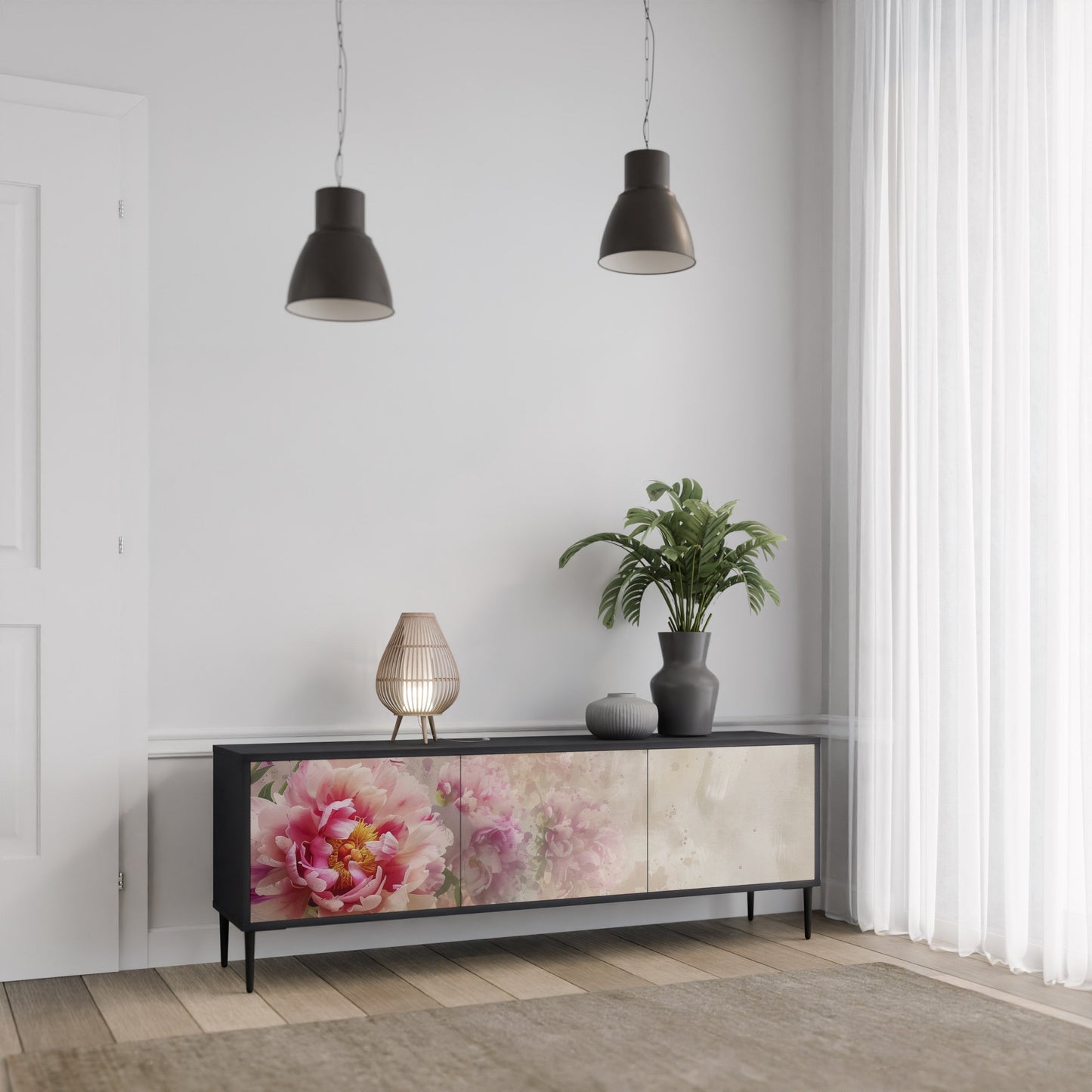 PEONY WHISPER Mobile TV a 3 Ante in Finitura Nera