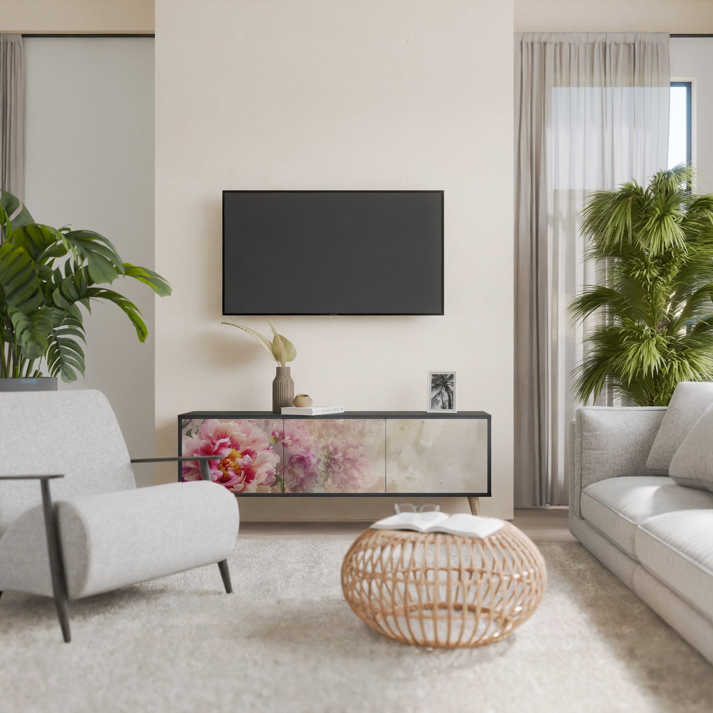 PEONY WHISPER Mobile TV a 3 Ante in Finitura Nera