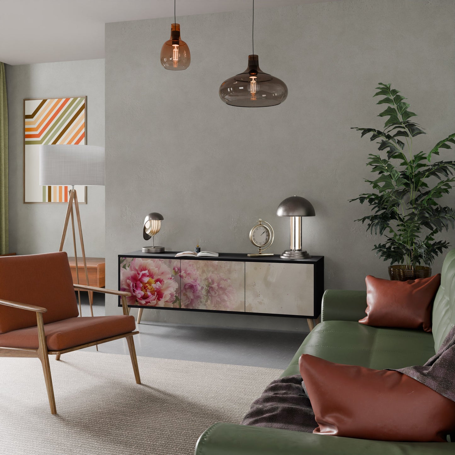 PEONY WHISPER Mobile TV a 3 Ante in Finitura Nera