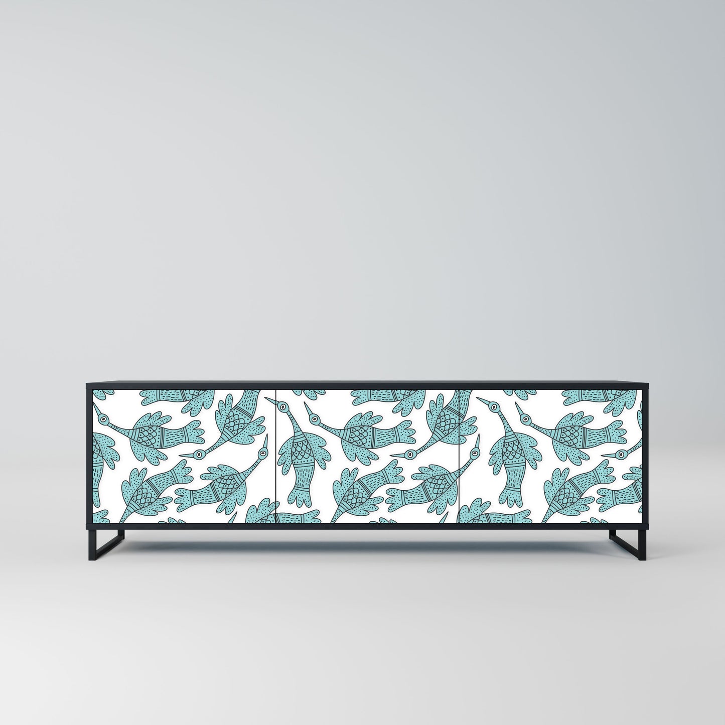 WATERSPOUT SONGIBIRD 3-Door TV Stand in Black Finish