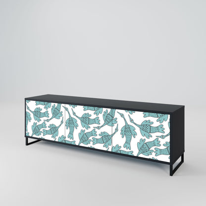 WATERSPOUT SONGIBIRD 3-Door TV Stand in Black Finish