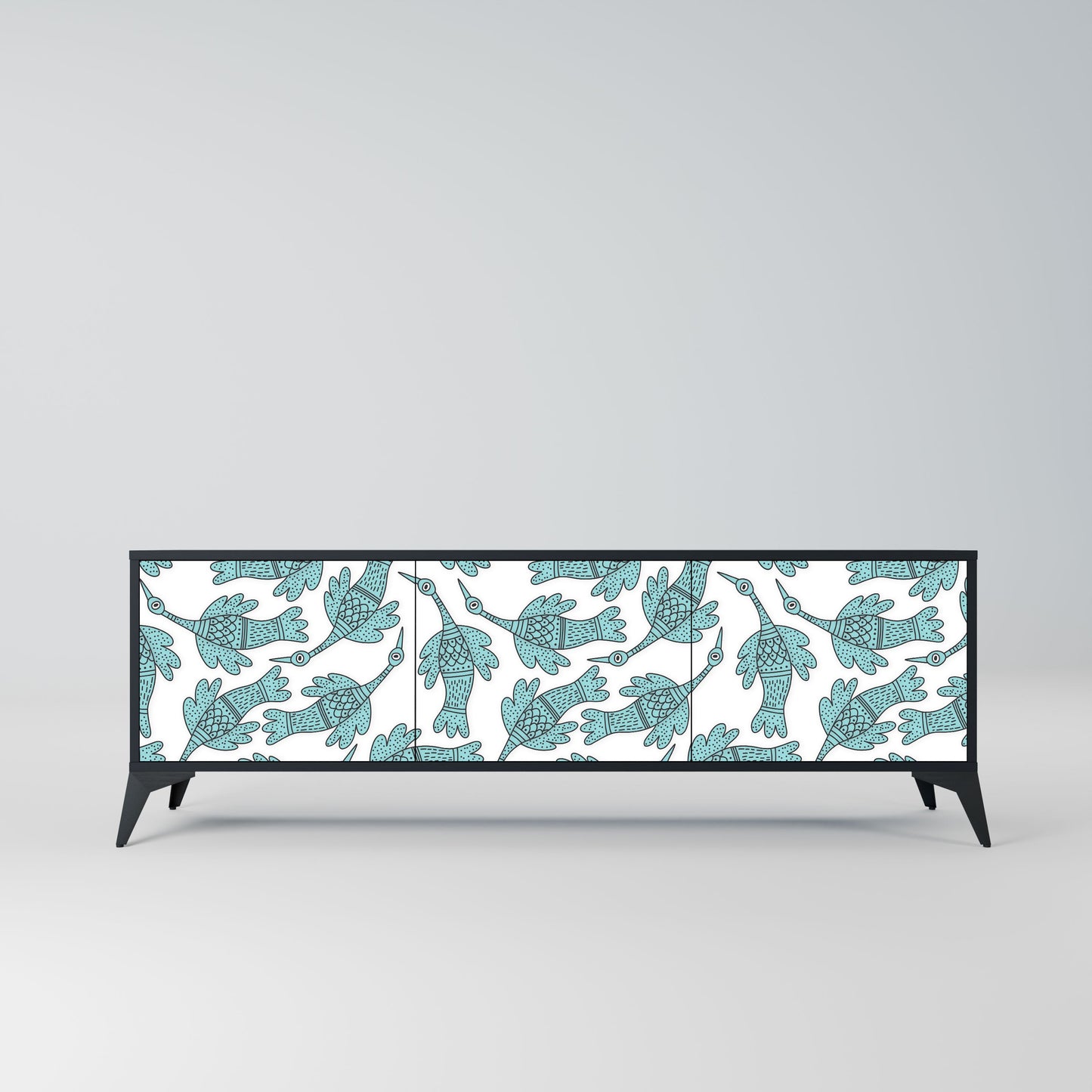 WATERSPOUT SONGIBIRD 3-Door TV Stand in Black Finish