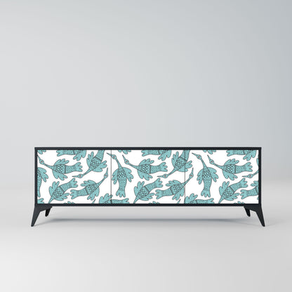 WATERSPOUT SONGIBIRD 3-Door TV Stand in Black Finish