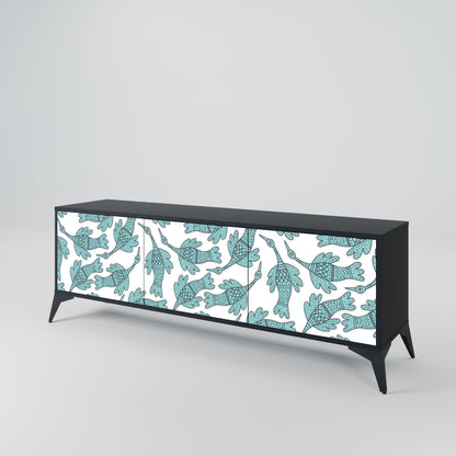 WATERSPOUT SONGIBIRD 3-Door TV Stand in Black Finish