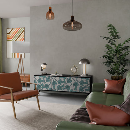 WATERSPOUT SONGIBIRD 3-Door TV Stand in Black Finish