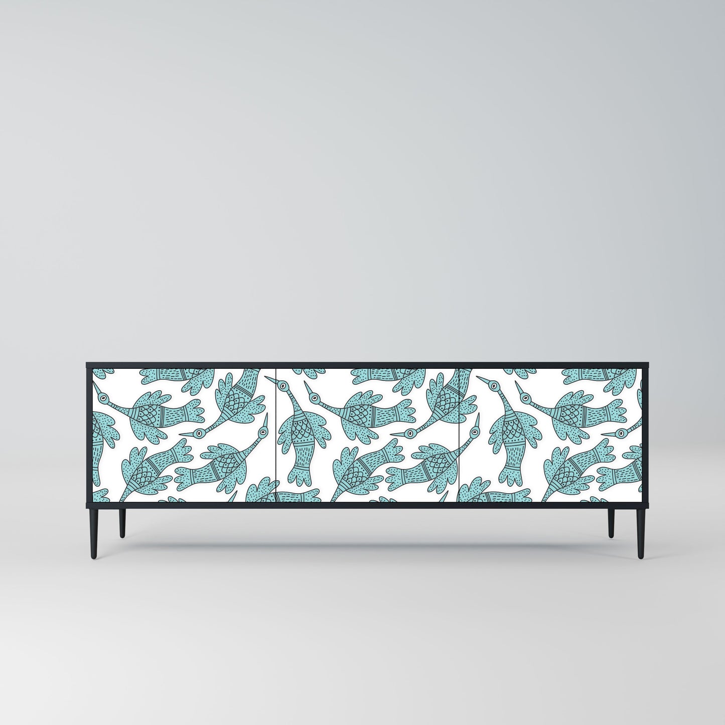 WATERSPOUT SONGIBIRD 3-Door TV Stand in Black Finish