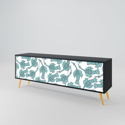 WATERSPOUT SONGIBIRD 3-Door TV Stand in Black Finish